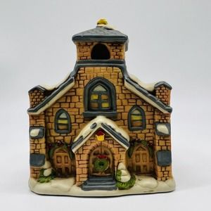 Lefton Christmas Colonial Hand Painted Musical Church 1987 Byron Wood Works Rare